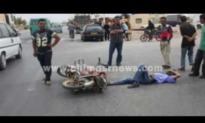 إصابة شخصين بانقلاب دراجة نارية على طريق أبشواي السياحي بالفيوم